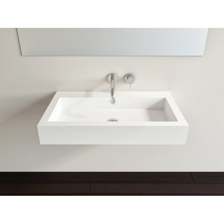 Badeloft 18.8'' Stone Resin Rectangular Wall Mount Bathroom Sink with